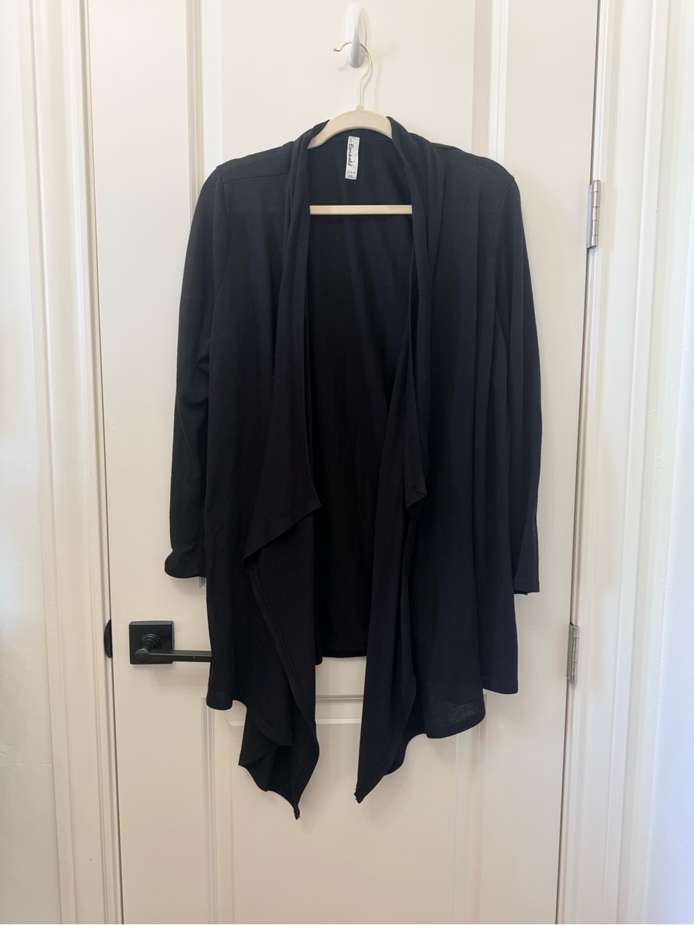 Emerald Black Open-Front Draped Cardigan